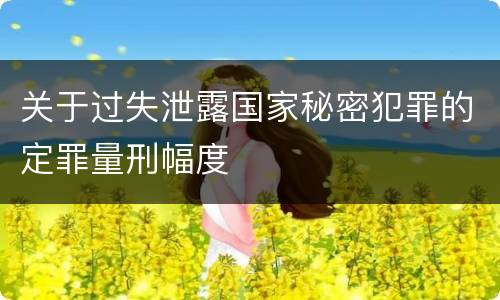 关于过失泄露国家秘密犯罪的定罪量刑幅度