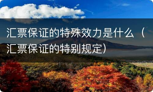 汇票保证的特殊效力是什么（汇票保证的特别规定）