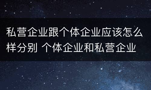 私营企业跟个体企业应该怎么样分别 个体企业和私营企业