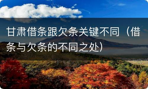 甘肃借条跟欠条关键不同（借条与欠条的不同之处）