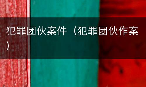 犯罪团伙案件（犯罪团伙作案）