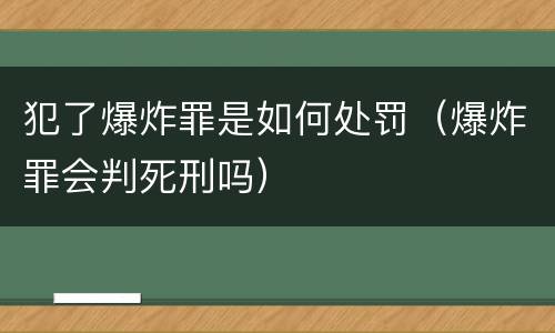 犯了爆炸罪是如何处罚（爆炸罪会判死刑吗）