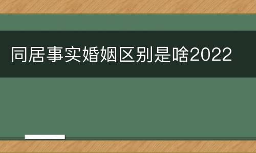 同居事实婚姻区别是啥2022