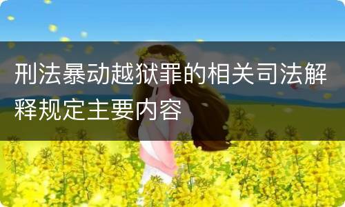 刑法暴动越狱罪的相关司法解释规定主要内容