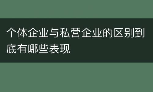 个体企业与私营企业的区别到底有哪些表现