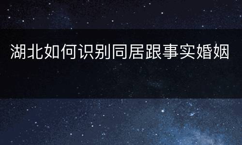 湖北如何识别同居跟事实婚姻