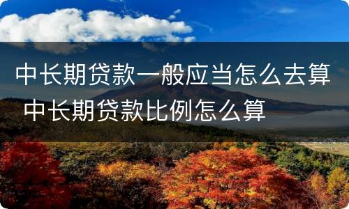 中长期贷款一般应当怎么去算 中长期贷款比例怎么算