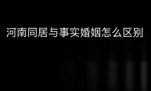 河南同居与事实婚姻怎么区别