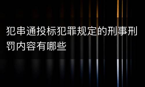 犯串通投标犯罪规定的刑事刑罚内容有哪些