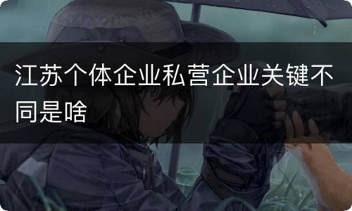 江苏个体企业私营企业关键不同是啥