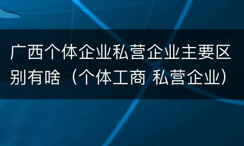 广西个体企业私营企业主要区别有啥（个体工商 私营企业）