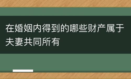在婚姻内得到的哪些财产属于夫妻共同所有
