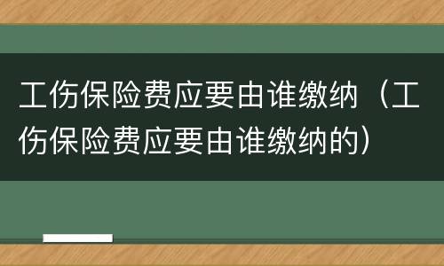 工伤保险费应要由谁缴纳（工伤保险费应要由谁缴纳的）