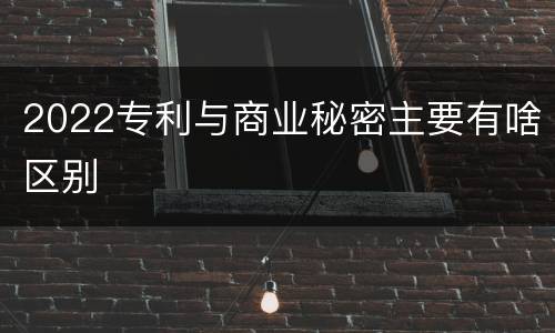 2022专利与商业秘密主要有啥区别