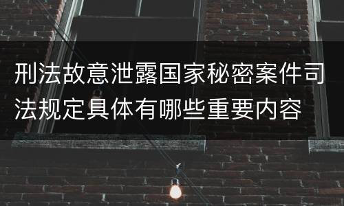 刑法故意泄露国家秘密案件司法规定具体有哪些重要内容