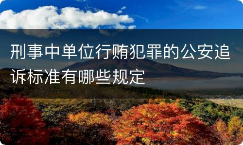 刑事中单位行贿犯罪的公安追诉标准有哪些规定