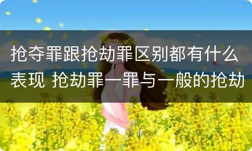 抢夺罪跟抢劫罪区别都有什么表现 抢劫罪一罪与一般的抢劫罪区别