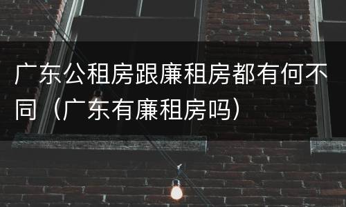 广东公租房跟廉租房都有何不同（广东有廉租房吗）