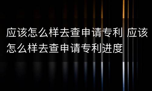 应该怎么样去查申请专利 应该怎么样去查申请专利进度