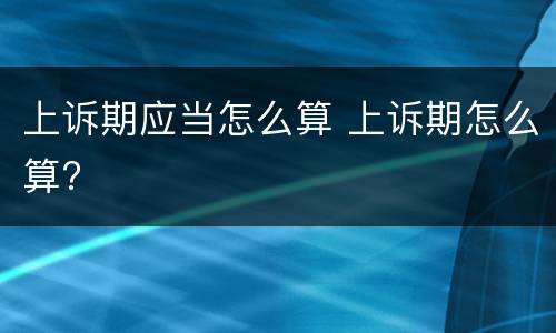 上诉期应当怎么算 上诉期怎么算?