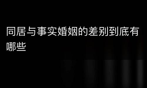 同居与事实婚姻的差别到底有哪些
