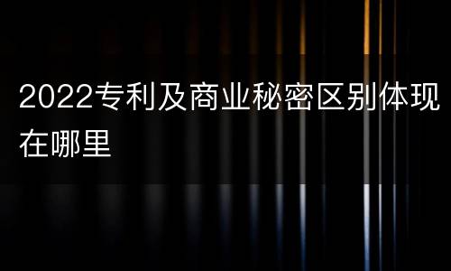 2022专利及商业秘密区别体现在哪里