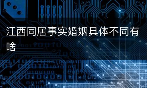 江西同居事实婚姻具体不同有啥