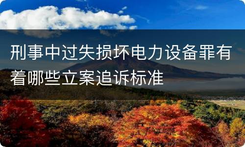 刑事中过失损坏电力设备罪有着哪些立案追诉标准