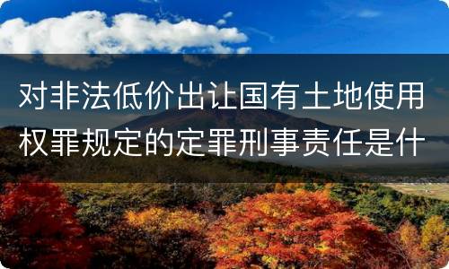 对非法低价出让国有土地使用权罪规定的定罪刑事责任是什么