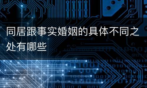 同居跟事实婚姻的具体不同之处有哪些