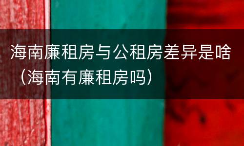 海南廉租房与公租房差异是啥（海南有廉租房吗）