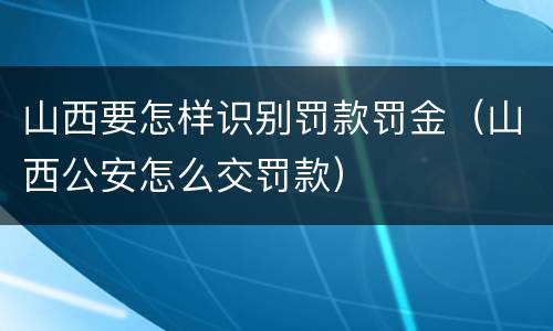 山西要怎样识别罚款罚金（山西公安怎么交罚款）