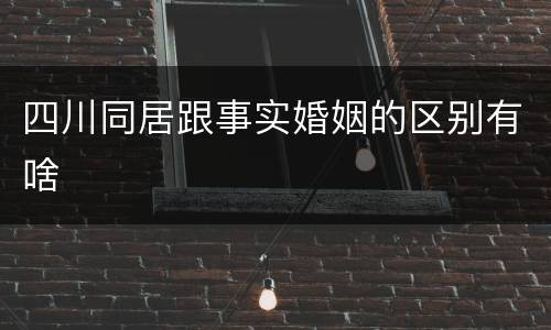 四川同居跟事实婚姻的区别有啥