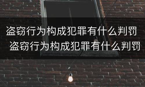 盗窃行为构成犯罪有什么判罚 盗窃行为构成犯罪有什么判罚吗