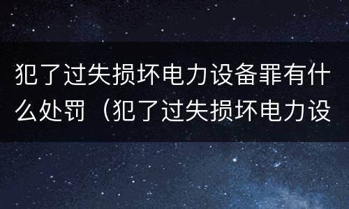 犯了过失损坏电力设备罪有什么处罚（犯了过失损坏电力设备罪有什么处罚吗）