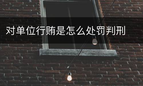 对单位行贿是怎么处罚判刑