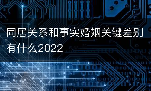 同居关系和事实婚姻关键差别有什么2022