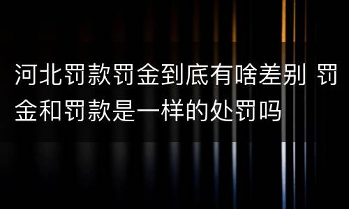 河北罚款罚金到底有啥差别 罚金和罚款是一样的处罚吗