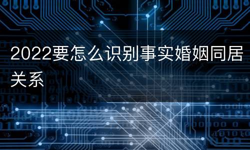 2022要怎么识别事实婚姻同居关系