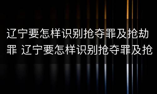 辽宁要怎样识别抢夺罪及抢劫罪 辽宁要怎样识别抢夺罪及抢劫罪呢