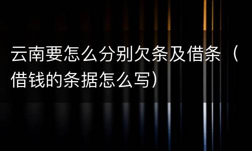 云南要怎么分别欠条及借条（借钱的条据怎么写）