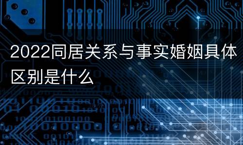 2022同居关系与事实婚姻具体区别是什么