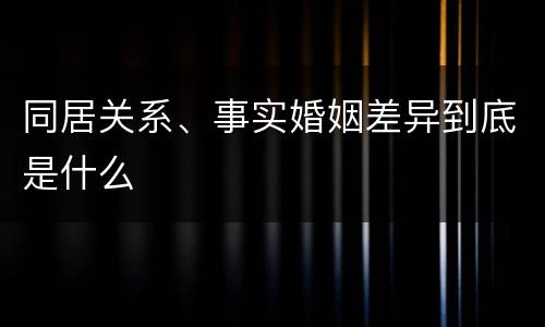 同居关系、事实婚姻差异到底是什么