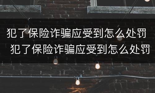 犯了保险诈骗应受到怎么处罚 犯了保险诈骗应受到怎么处罚呢