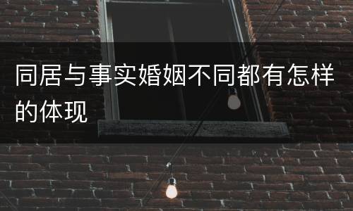 同居与事实婚姻不同都有怎样的体现