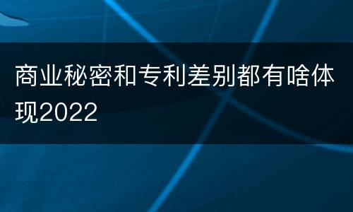 商业秘密和专利差别都有啥体现2022