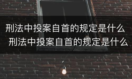 刑法中投案自首的规定是什么 刑法中投案自首的规定是什么意思