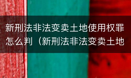 新刑法非法变卖土地使用权罪怎么判（新刑法非法变卖土地使用权罪怎么判定）