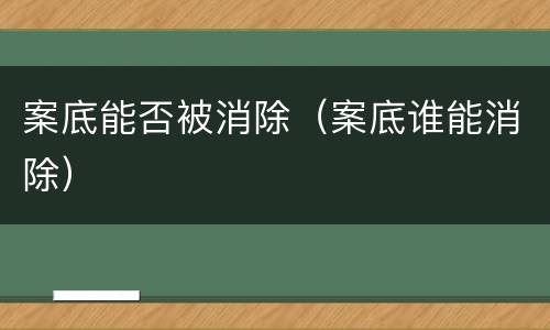 案底能否被消除（案底谁能消除）