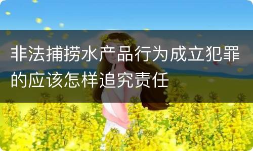 非法捕捞水产品行为成立犯罪的应该怎样追究责任